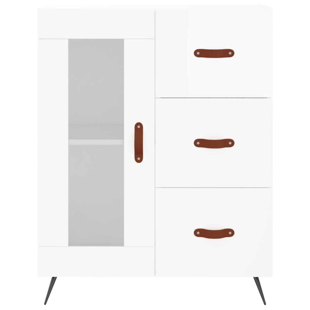 Credenza Bianco Lucido 69,5x34x180 cm in Legno Multistrato 3195933