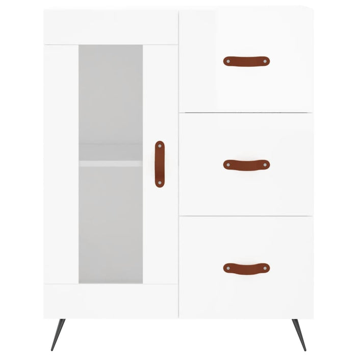 Credenza Bianco Lucido 69,5x34x180 cm in Legno Multistrato 3195933