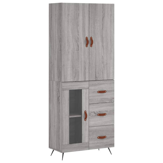 vidaXL Credenza Grigio Sonoma 69,5x34x180 cm in Legno Multistrato