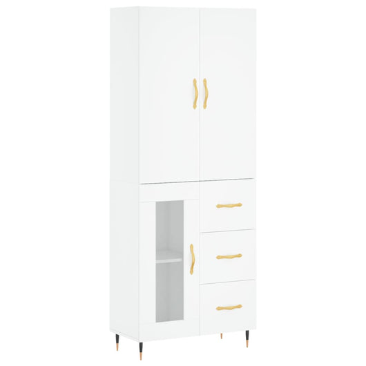 Credenza cassettiera mobile contenitore organizer cucina soggiorno salotto alto 695 x 34 x 180 cm in legno ingegnerizzato bianco 02_0032719