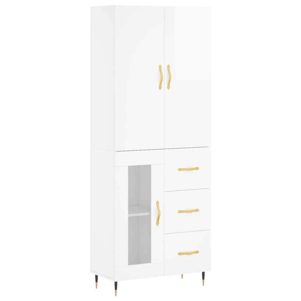 Credenza Bianco Lucido 69,5x34x180 cm in Legno Multistrato 3195941