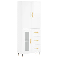Credenza Bianco Lucido 69,5x34x180 cm in Legno Multistrato 3195941