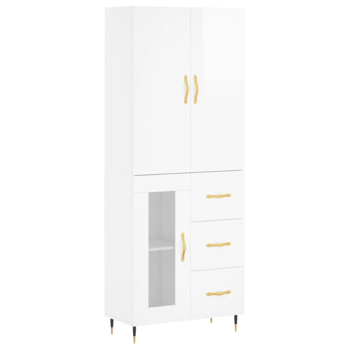 Credenza Bianco Lucido 69,5x34x180 cm in Legno Multistrato 3195941
