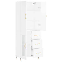 Credenza Bianco Lucido 69,5x34x180 cm in Legno Multistrato 3195941