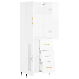 Credenza Bianco Lucido 69,5x34x180 cm in Legno Multistrato 3195941