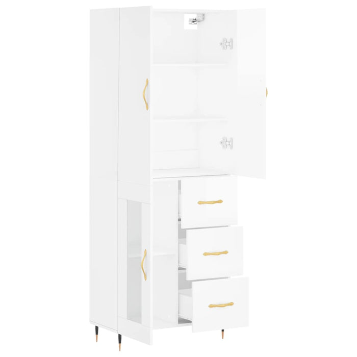 Credenza Bianco Lucido 69,5x34x180 cm in Legno Multistrato 3195941
