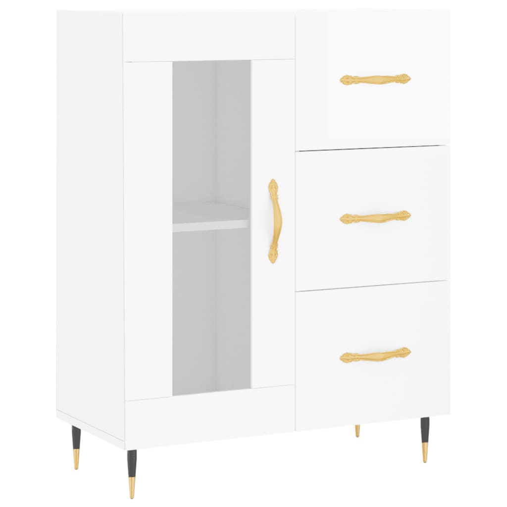 Credenza Bianco Lucido 69,5x34x180 cm in Legno Multistrato 3195941