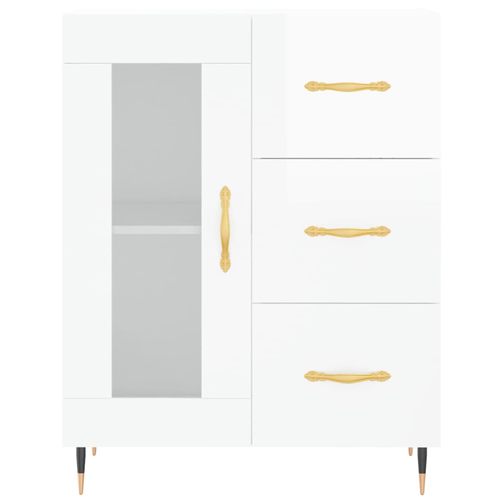 Credenza Bianco Lucido 69,5x34x180 cm in Legno Multistrato 3195941