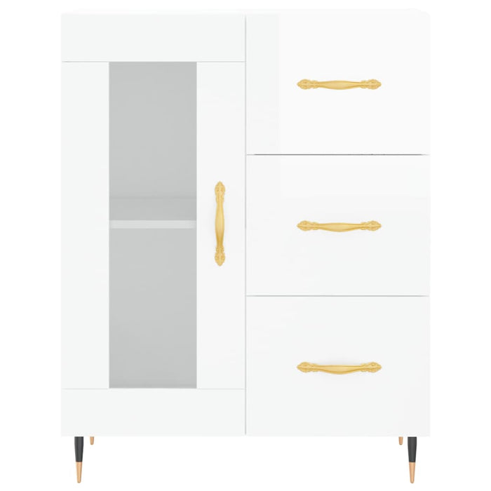 Credenza Bianco Lucido 69,5x34x180 cm in Legno Multistrato 3195941