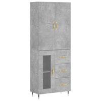 vidaXL Credenza Grigio Cemento 69,5x34x180 cm in Legno Multistrato