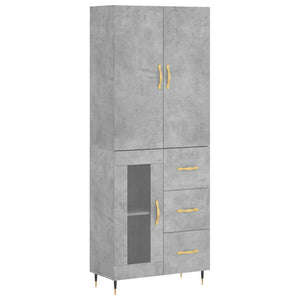 vidaXL Credenza Grigio Cemento 69,5x34x180 cm in Legno Multistrato