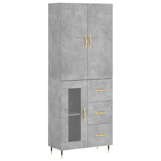 vidaXL Credenza Grigio Cemento 69,5x34x180 cm in Legno Multistrato