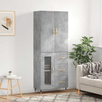 vidaXL Credenza Grigio Cemento 69,5x34x180 cm in Legno Multistrato