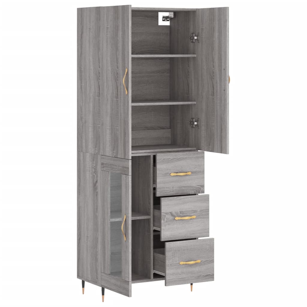 Credenza Grigio Sonoma 69,5x34x180 cm in Legno Multistrato 3195945