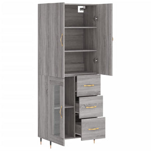 Credenza Grigio Sonoma 69,5x34x180 cm in Legno Multistrato 3195945