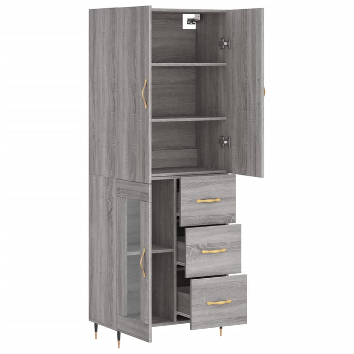 Credenza Grigio Sonoma 69,5x34x180 cm in Legno Multistrato 3195945