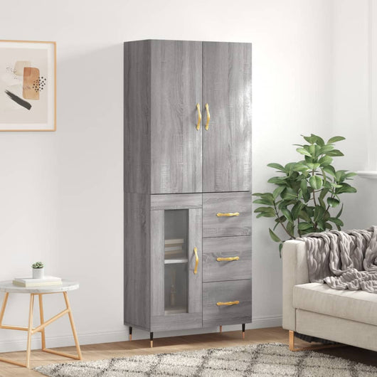 Credenza Grigio Sonoma 69,5x34x180 cm in Legno Multistrato 3195945