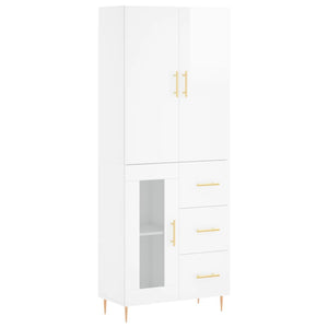 Credenza Bianco Lucido 69,5x34x180 cm in Legno Multistrato 3195949