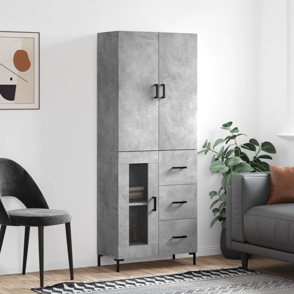 Credenza Grigio Cemento 69,5x34x180 cm in Legno Multistrato 3195959