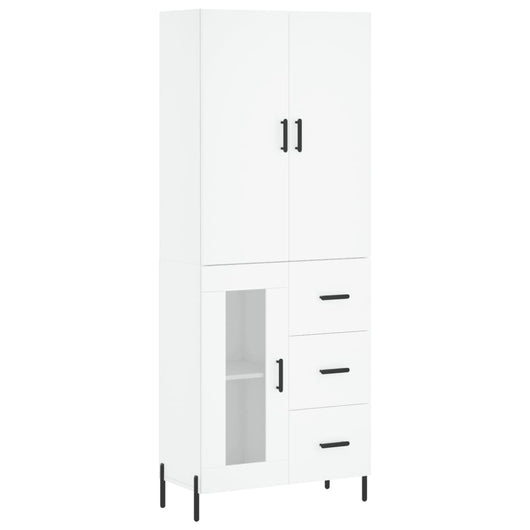 Credenza cassettiera mobile contenitore organizer cucina soggiorno salotto alto 695 x 34 x 180 cm legno ingegnerizzato bianco 02_0032527