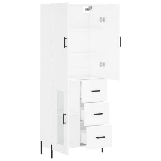 Credenza cassettiera mobile contenitore organizer cucina soggiorno salotto alto 695 x 34 x 180 cm legno ingegnerizzato bianco 02_0032527