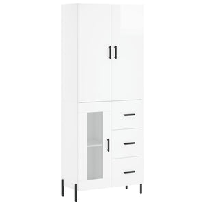 Credenza Bianco Lucido 69,5x34x180 cm in Legno Multistrato 3195965