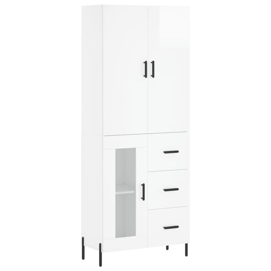 Credenza Bianco Lucido 69,5x34x180 cm in Legno Multistrato 3195965