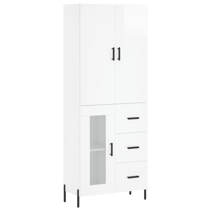 Credenza Bianco Lucido 69,5x34x180 cm in Legno Multistrato 3195965
