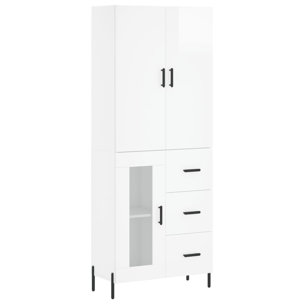 Credenza Bianco Lucido 69,5x34x180 cm in Legno Multistratocod mxl 78651