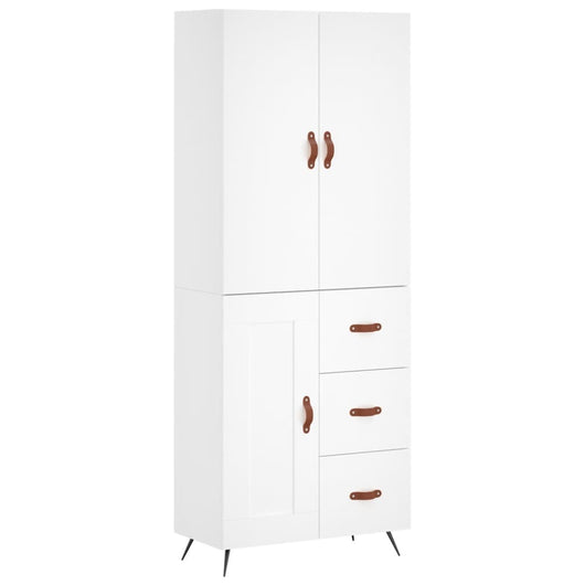 Credenza cassettiera mobile contenitore organizer cucina soggiorno salotto alto 695 x 34 x 180 cm in legno ingegnerizzato bianco 02_0032702