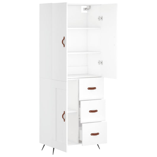 Credenza cassettiera mobile contenitore organizer cucina soggiorno salotto alto 695 x 34 x 180 cm in legno ingegnerizzato bianco 02_0032702