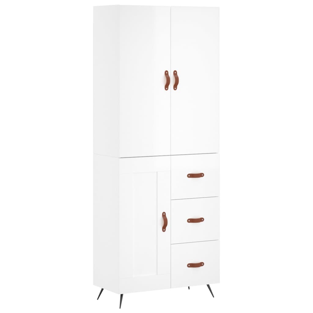 Credenza Bianco Lucido 69,5x34x180 cm in Legno Multistratocod mxl 125792