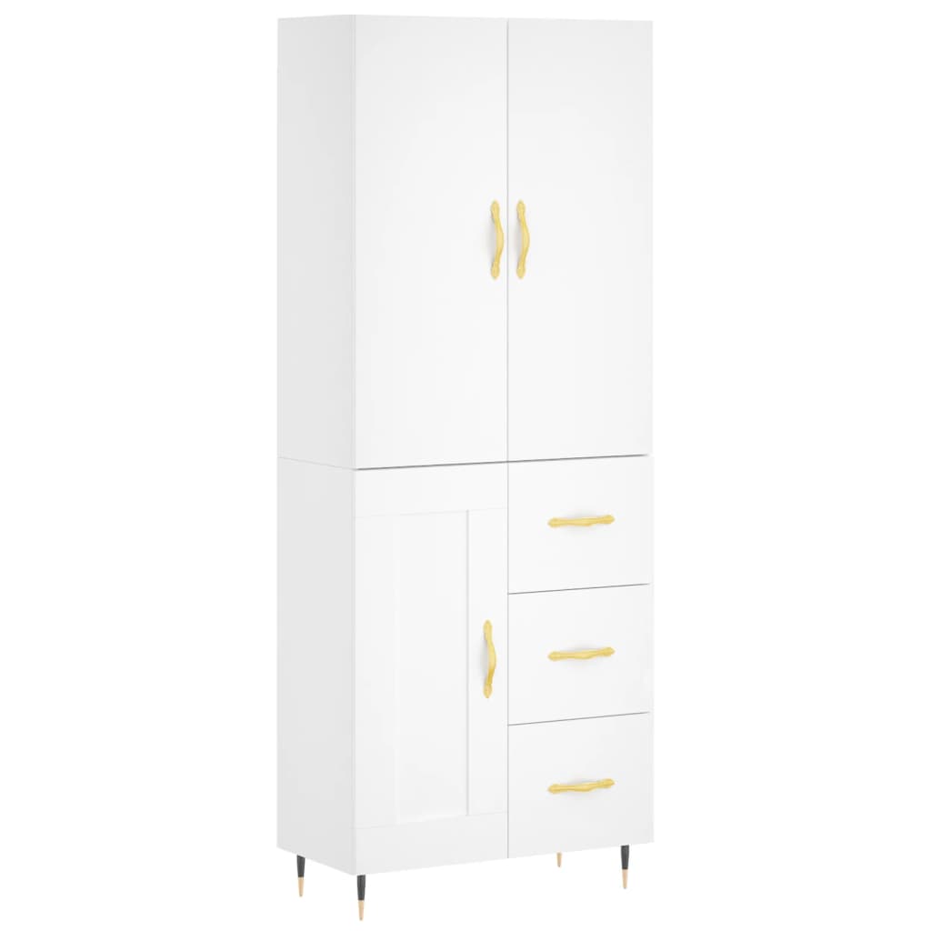 Credenza cassettiera mobile contenitore organizer cucina soggiorno salotto alto 695 x 34 x 180 cm legno ingegnerizzato bianco 02_0032604