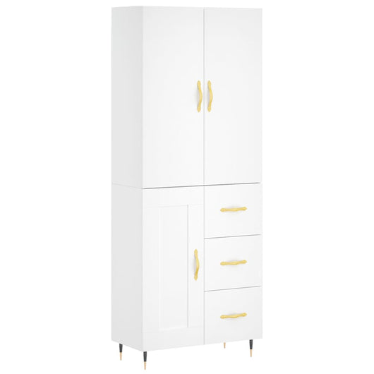 Credenza-Buffet-Armadio da cucina Bianca 69,5x34x180 cm in Legno Multistrato 518462