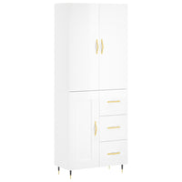 Credenza Bianco Lucido 69,5x34x180 cm in Legno Multistrato 3195997