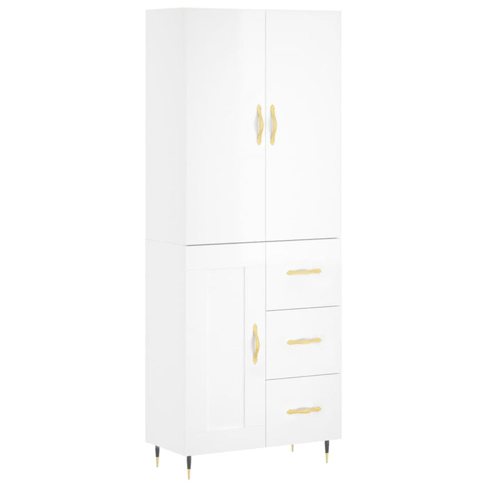 Credenza Bianco Lucido 69,5x34x180 cm in Legno Multistrato 3195997