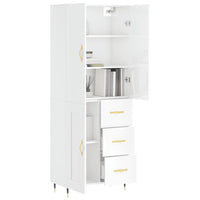 Credenza Bianco Lucido 69,5x34x180 cm in Legno Multistrato 3195997