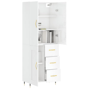 Credenza Bianco Lucido 69,5x34x180 cm in Legno Multistrato 3195997