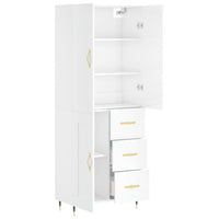 Credenza Bianco Lucido 69,5x34x180 cm in Legno Multistrato 3195997