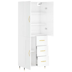 Credenza Bianco Lucido 69,5x34x180 cm in Legno Multistrato 3195997