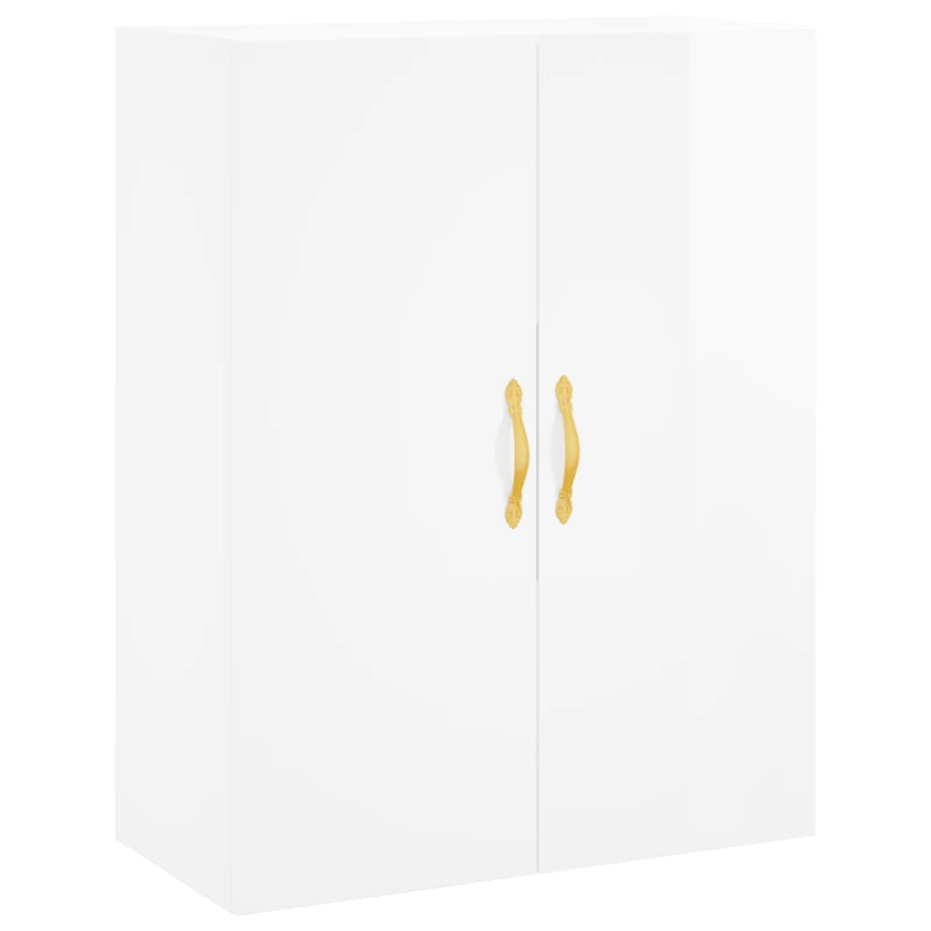 Credenza Bianco Lucido 69,5x34x180 cm in Legno Multistrato 3195997