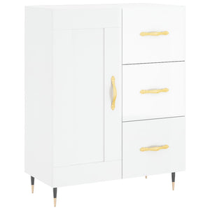 Credenza Bianco Lucido 69,5x34x180 cm in Legno Multistrato 3195997