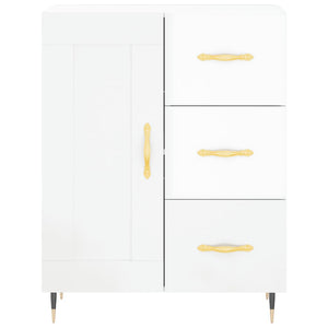 Credenza Bianco Lucido 69,5x34x180 cm in Legno Multistrato 3195997