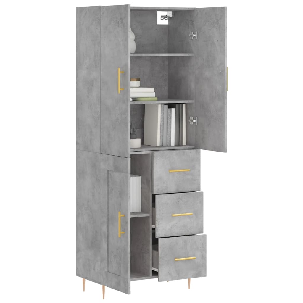 Credenza Grigio Cemento 69,5x34x180 cm in Legno Multistrato 3196007