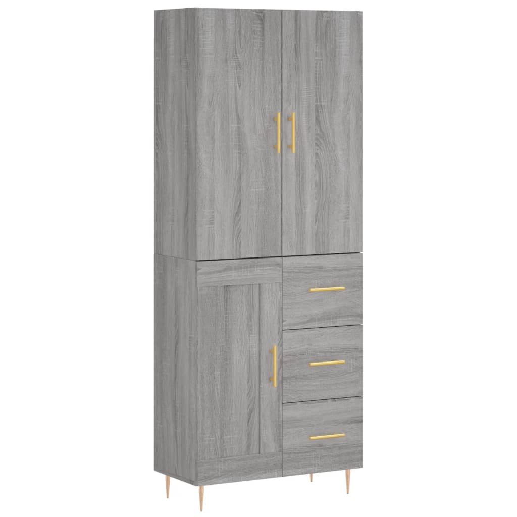Credenza Grigio Sonoma 69,5x34x180 cm in Legno Multistrato 3196009