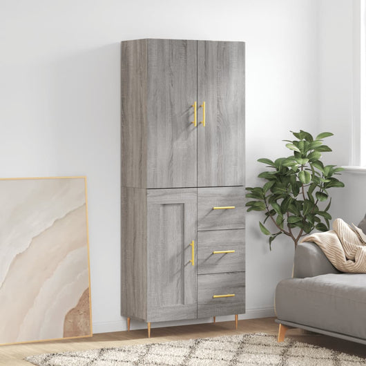 Credenza Grigio Sonoma 69,5x34x180 cm in Legno Multistratocod mxl 77899