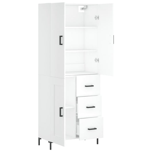 Credenza cassettiera mobile contenitore organizer cucina soggiorno salotto alto 695 x 34 x 180 cm legno ingegnerizzato bianco 02_0032585