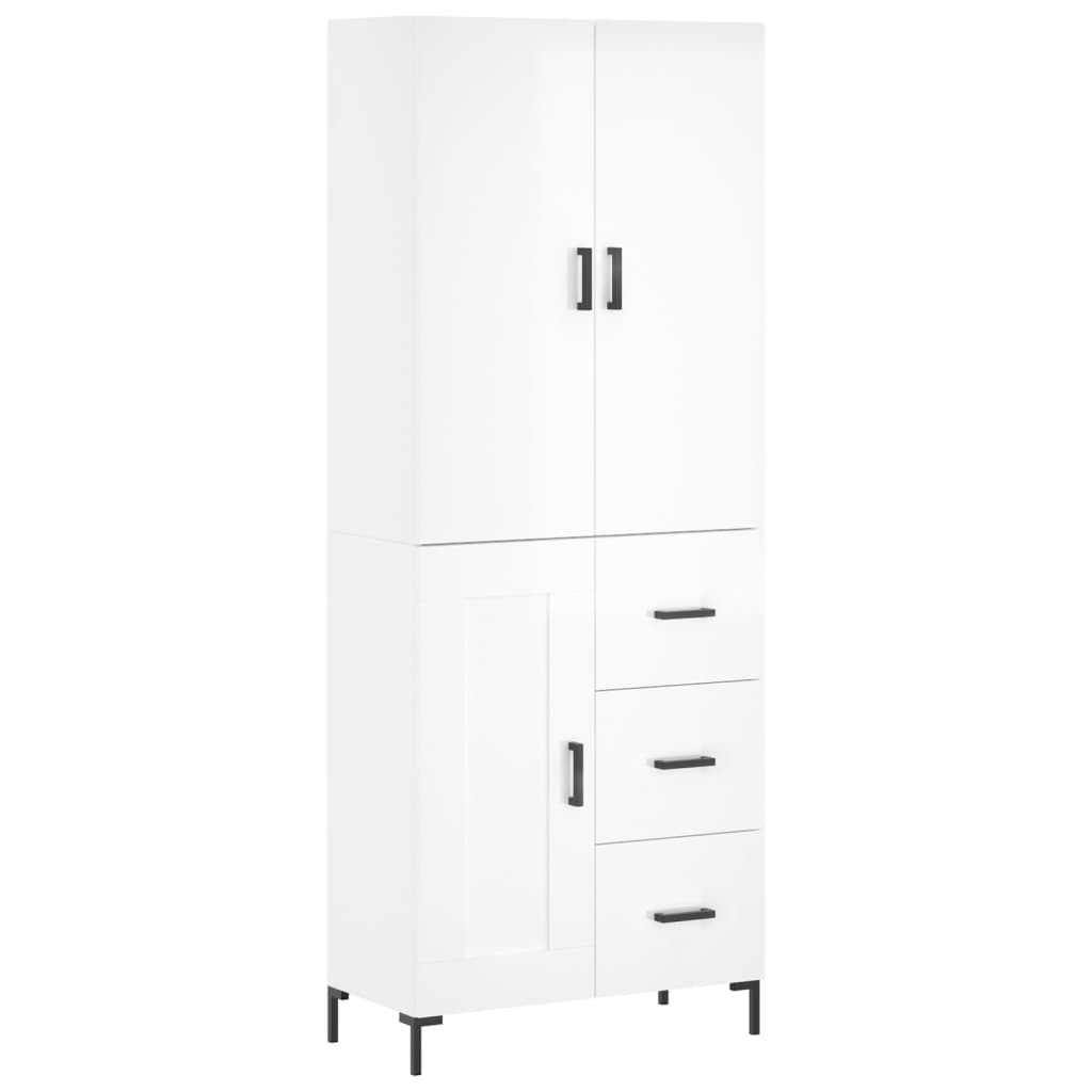 Credenza Bianco Lucido 69,5x34x180 cm in Legno Multistrato 3196013