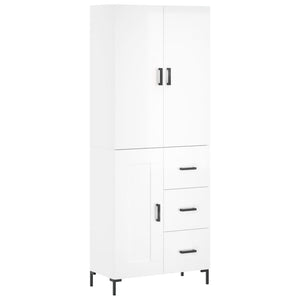 Credenza Bianco Lucido 69,5x34x180 cm in Legno Multistrato 3196013