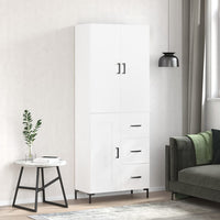 Credenza Bianco Lucido 69,5x34x180 cm in Legno Multistrato 3196013